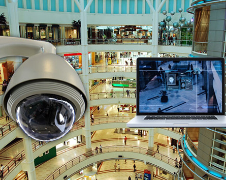 Caméra de surveillance WINSAFE dans un centre commercial